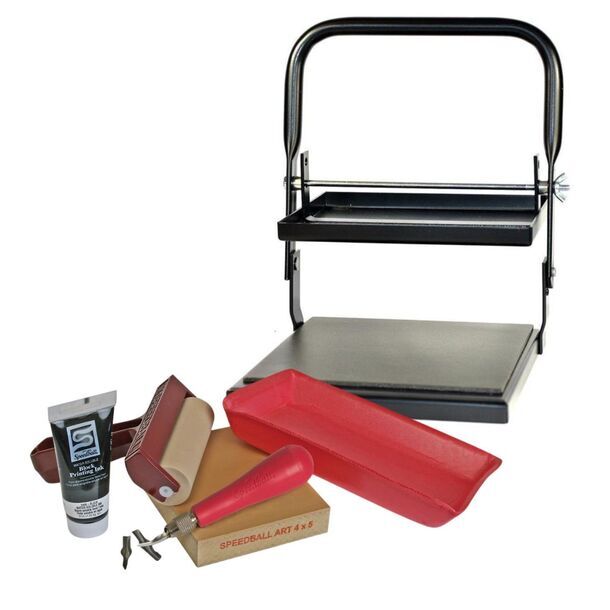 Linocut Tools and Block Press